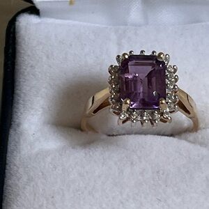 Elegant Purple Gemstone Ring with Gold Band